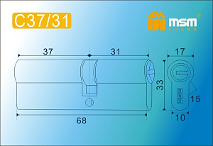 MSM Цилиндр перф. ключ-ключ , C 68 mm (37/31) SN #170767